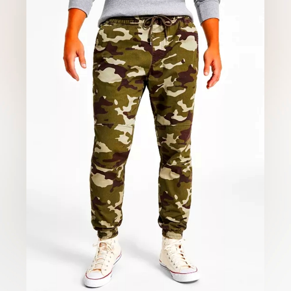 SUN + STONE Men's Articulated Camo Jogger Pants